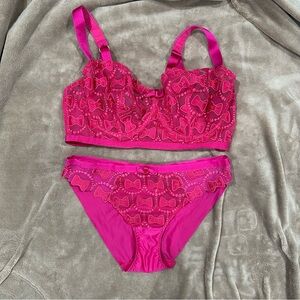 Aubade x Victor & Rolf Pink Lace Bow Intimates Set